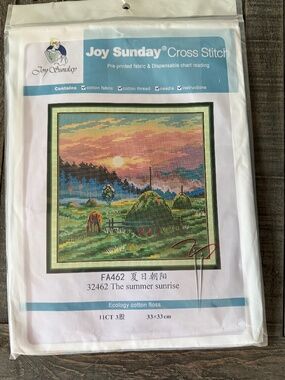 Summer Sunrise Joy Sunday Pre-Printed Cross Stitch Kit 11ct Aida - NEW